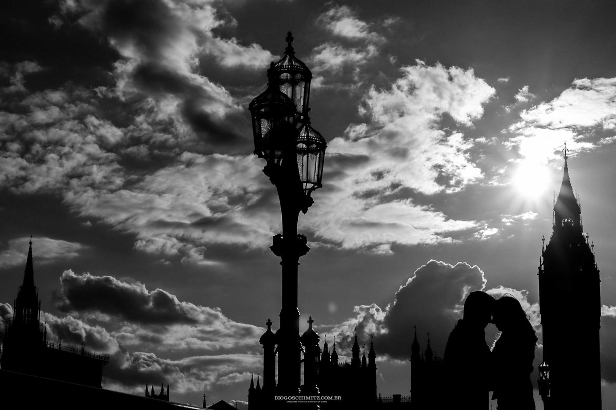 Sombra do casal ao lado do Big Ben.