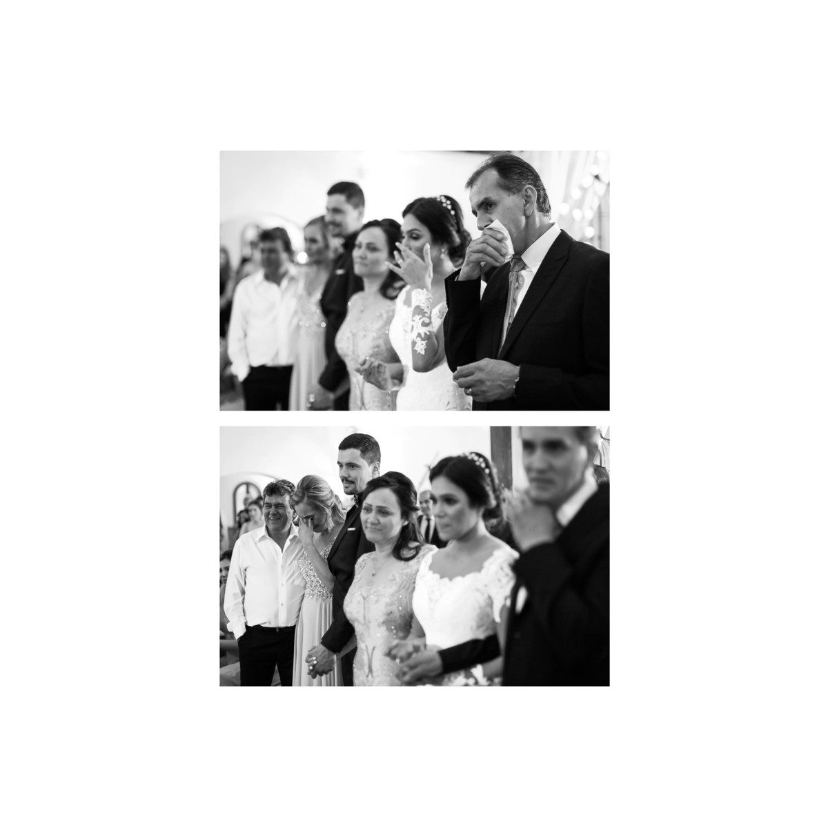 Emoção dos pais e noivos na homenagem, momento em que contaram aos familiares que se mudariam para fora do pais na semana seguinte.