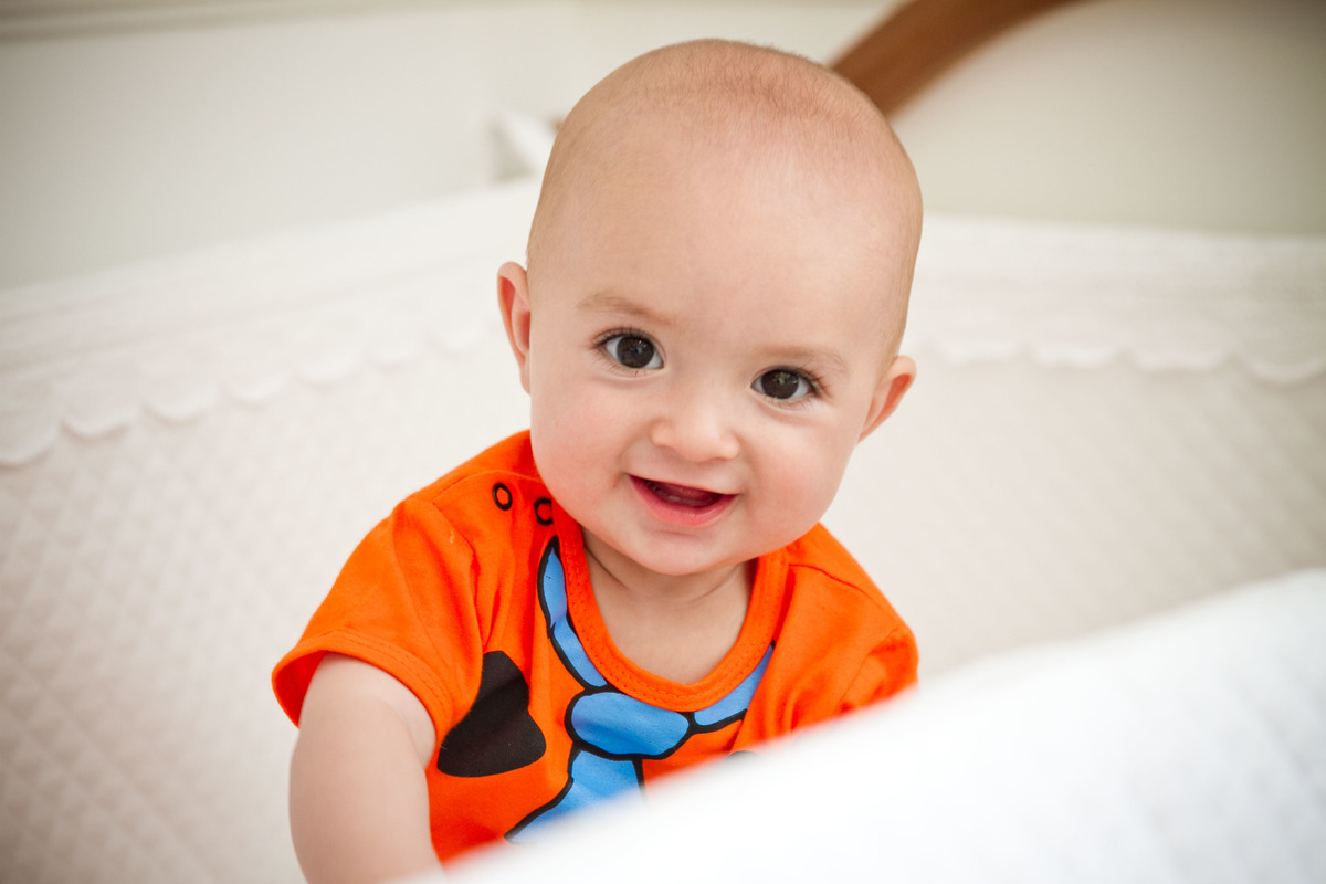 Fotografia de bebê sorrindo