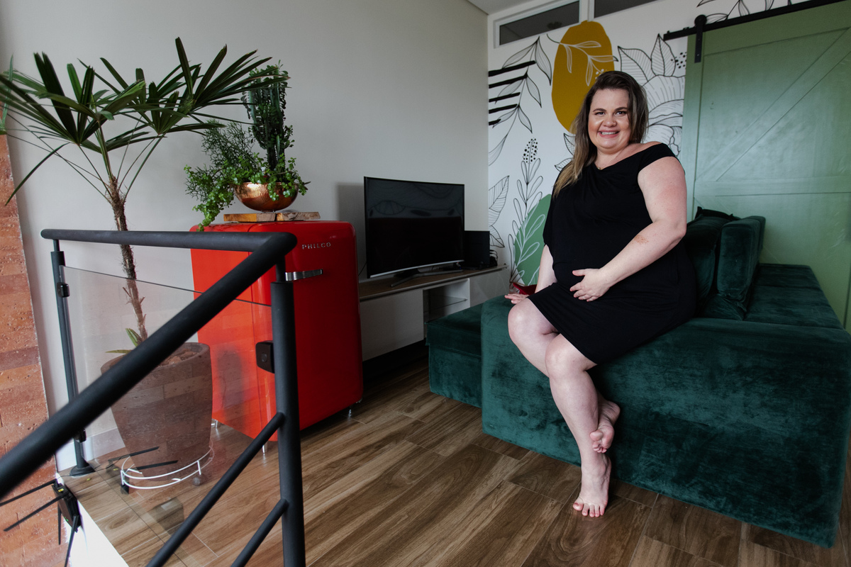 fotografia de gestante em casa