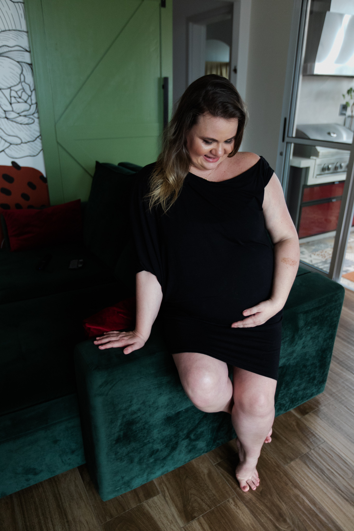 fotografia de gestante em casa