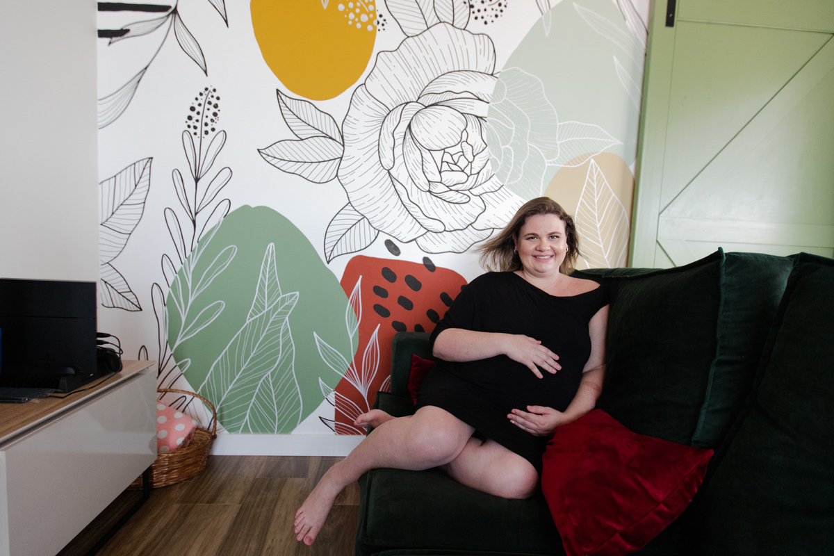 sessão de gestante em casa