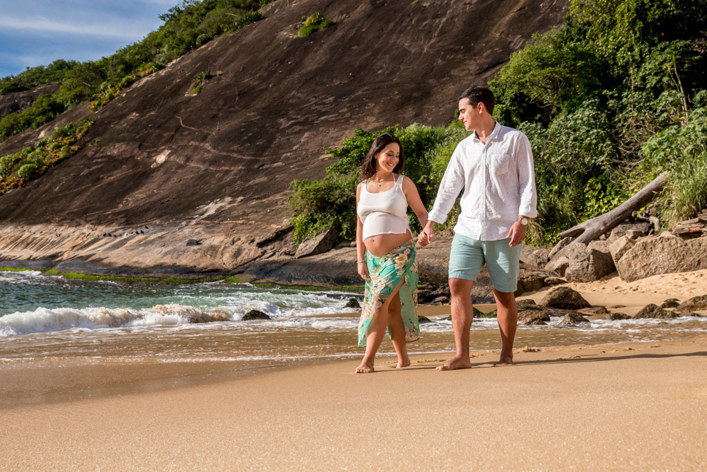 À espera do Miguel - Urca/RJ - ensaio de gestante na praia