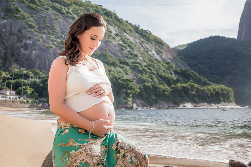 À espera do Miguel - Urca/RJ - ensaio de gestante na praia