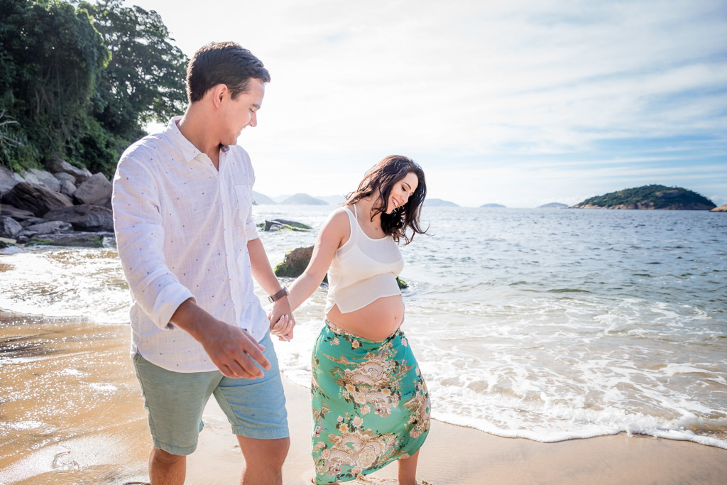 À espera do Miguel - Urca/RJ - ensaio de gestante na praia