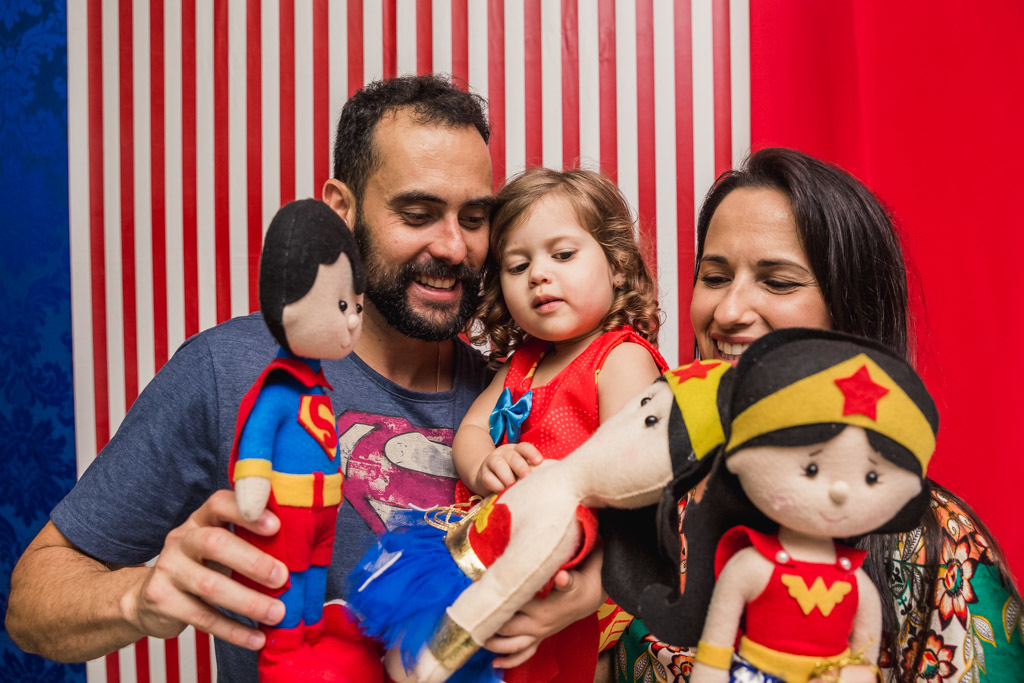 Aniversário infantil - Maitê 3 anos - Tema Mulher maravilha - Niterói/RJ