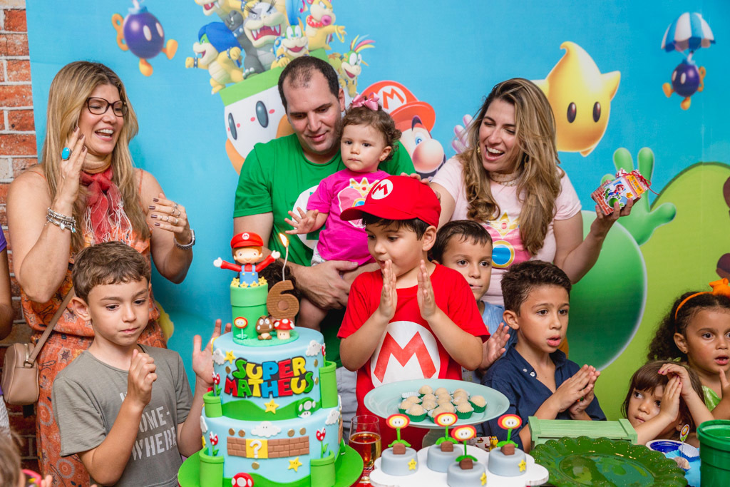 Aniversário Infantil - Matheus 6 anos - tema mario bros - super mario - decoração festa infantil - penísula barra