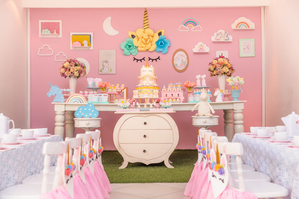 Aniversário infantil - Judith 1 ano - tema unicórnio - festa menina - Hora Feliz Casa de Festas - niteroi/rj