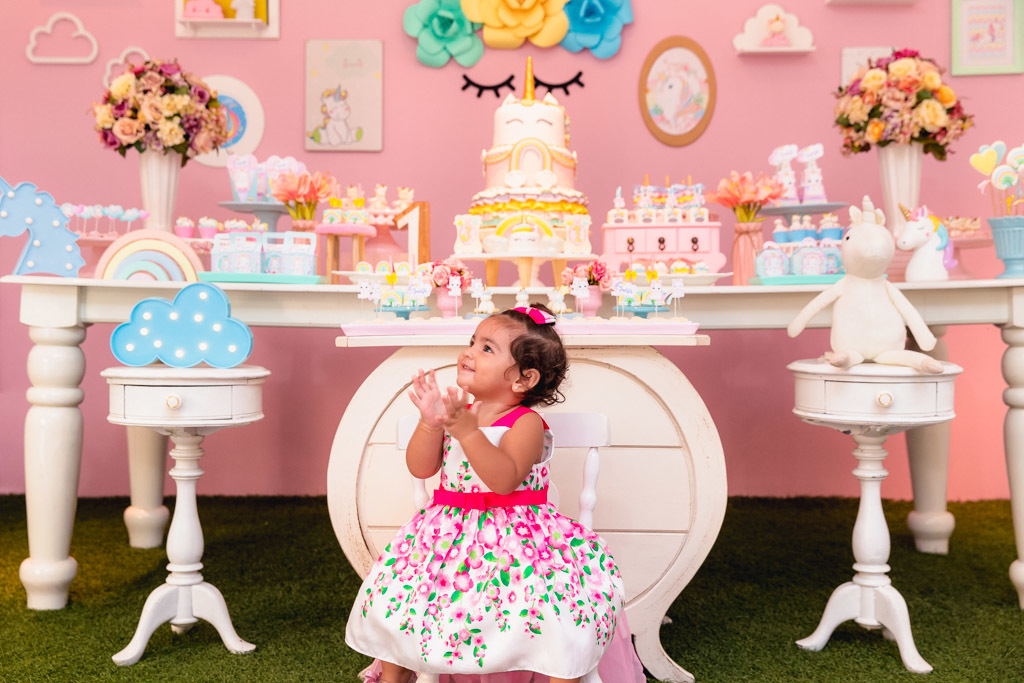 Aniversário infantil - Judith 1 ano - tema unicórnio - festa menina - Hora Feliz Casa de Festas - niteroi/rj