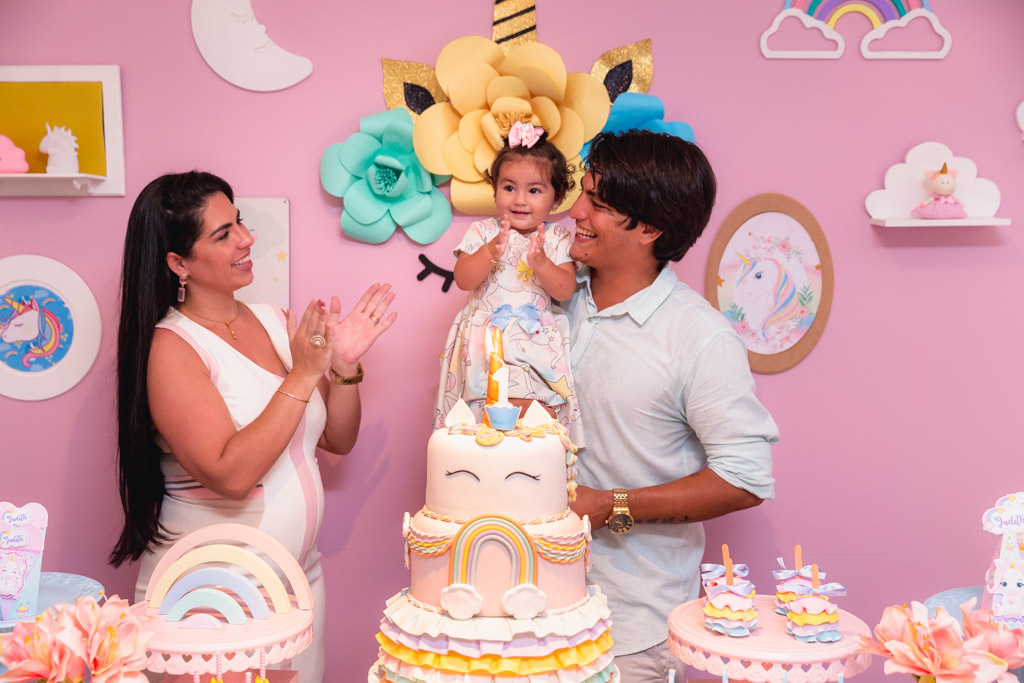 Aniversário infantil - Judith 1 ano - tema unicórnio - festa menina - Hora Feliz Casa de Festas - niteroi/rj