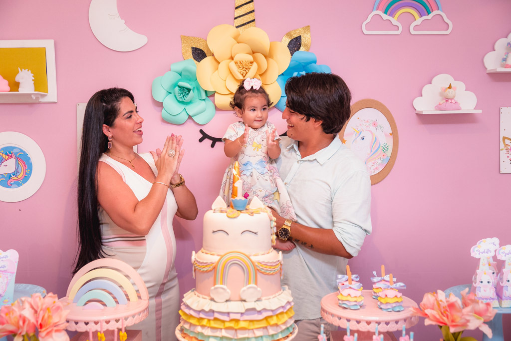 Aniversário infantil - Judith 1 ano - tema unicórnio - festa menina - Hora Feliz Casa de Festas - niteroi/rj