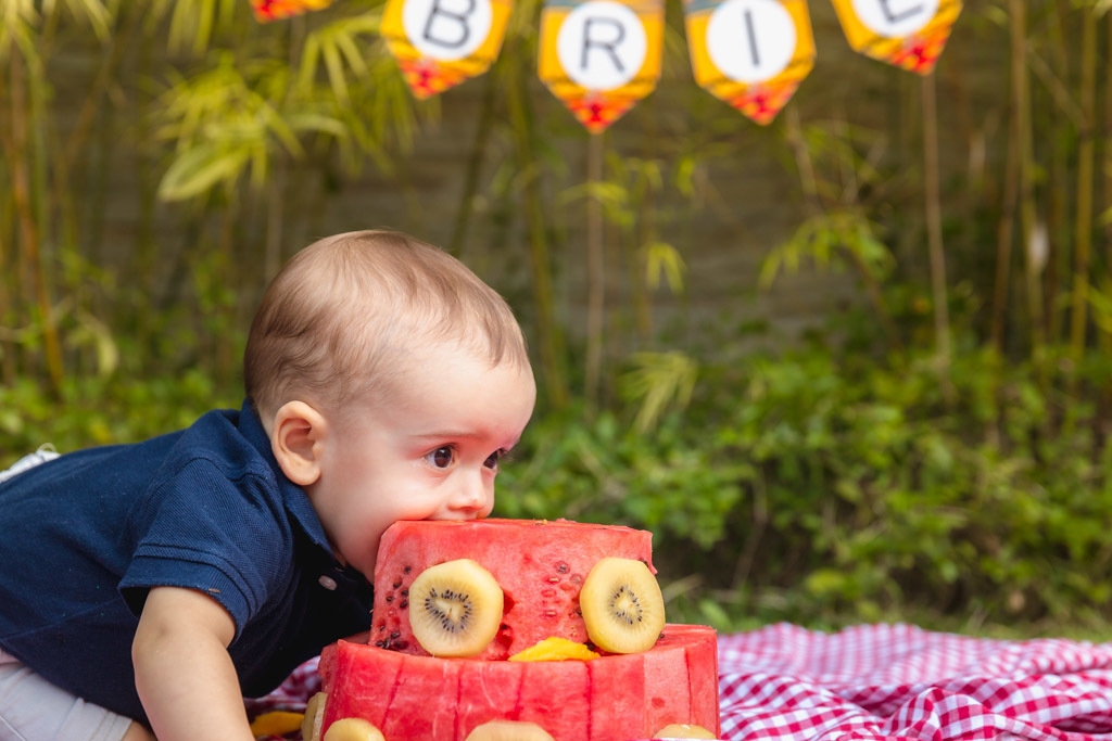 Gabriel e Pedro - ensaio de 1 ano - ensaio smash the fruit - ensaio fotografico de familia - Primos e Irmãos