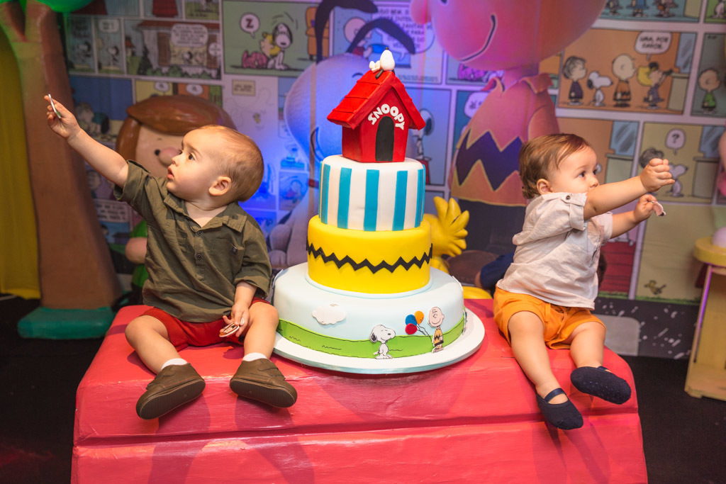 Aniversario infantil - Pedro e Gabriel 1 ano - Temas snoopy - Festa & Cia - Nitreói /RJ