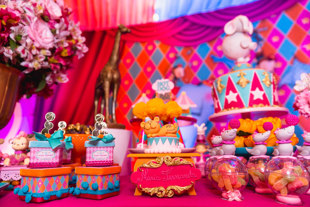 Aniversário infantil Maria Fernanda - 1 ano - Casa de Festas Lajedo - Vargem Pequena - Tema Circo Menina