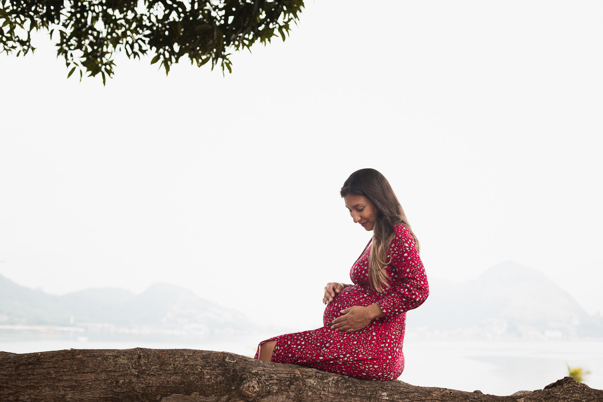 ensaio de gestante na igrejinha historica de sao francisco em niteroi fotos com pet golden retriever