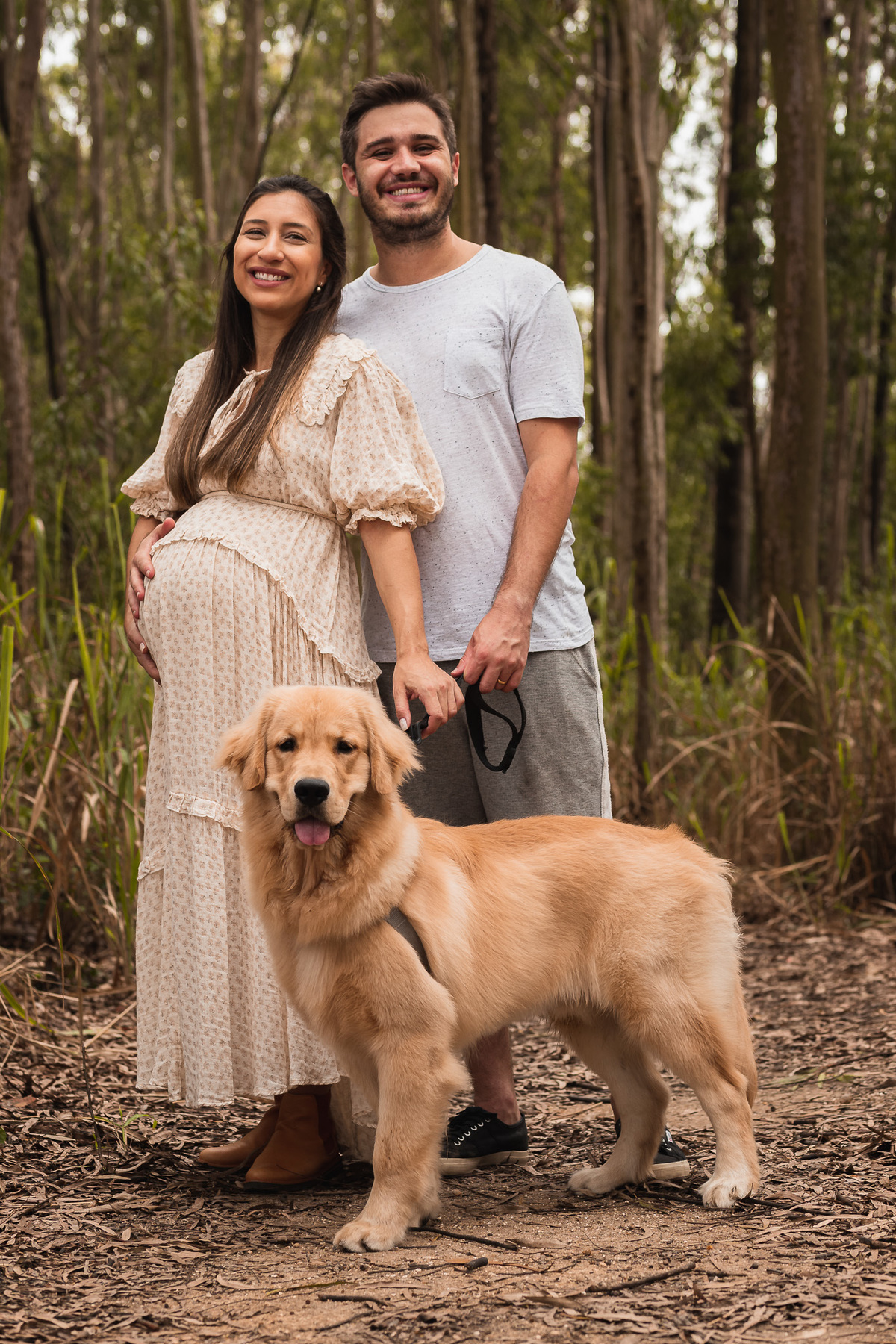 ensaio de gestante no parque da cidade em niteroi fotos com pet golden retriever