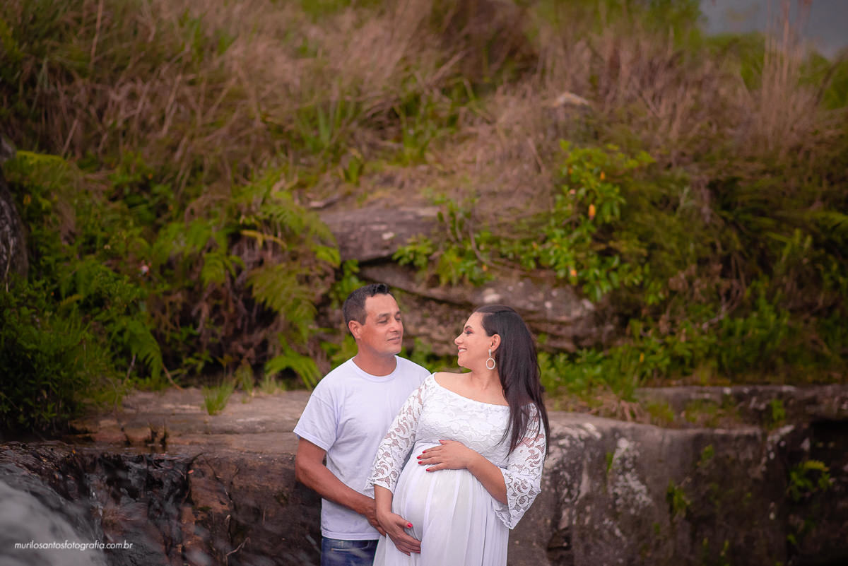 Murilo Santos Fotografia Ensaio Externo Ensaio Casal Gestante Cristiane e Valdeci Ensaio Cachoeira Cachoeira do Rio São Jorge Ponta Grossa Paraná