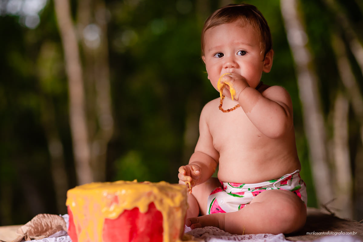 Murilo Santos Fotografia Ensaio Externo Ensaio Smash The fruit Cícero Ensaio Pessoal Criança Infantil Alegria Espontaneo Bolo de fruta Manga Smash the cake Castro Paraná