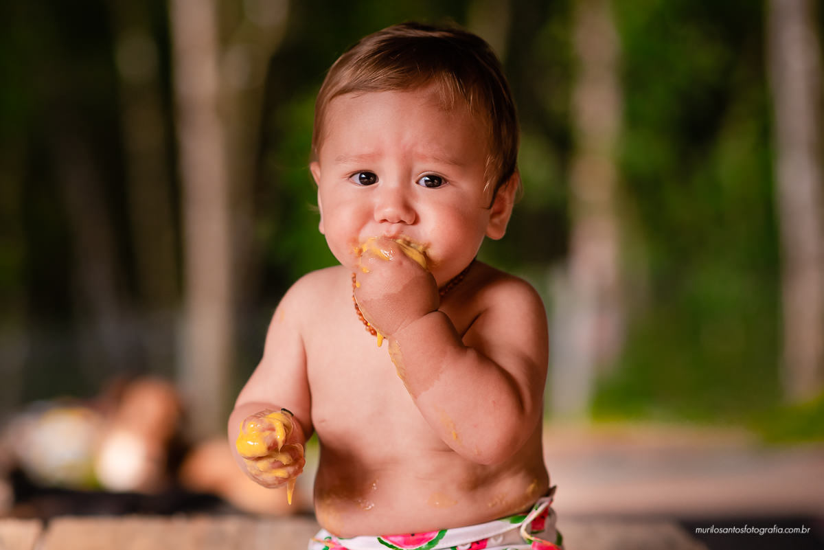Murilo Santos Fotografia Ensaio Externo Ensaio Smash The fruit Cícero Ensaio Pessoal Criança Infantil Alegria Espontaneo Bolo de fruta Manga Smash the cake Castro Paraná