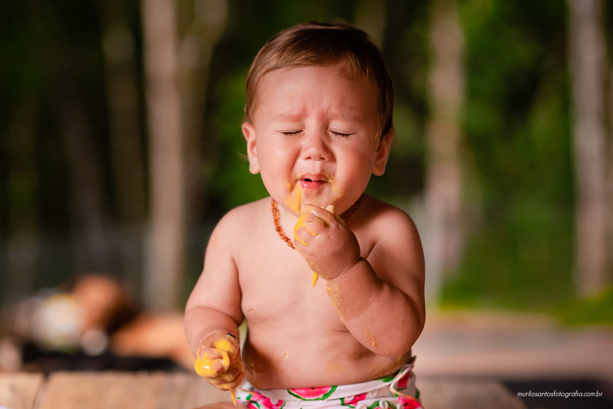 Murilo Santos Fotografia Ensaio Externo Ensaio Smash The fruit Cícero Ensaio Pessoal Criança Infantil Alegria Espontaneo Bolo de fruta Manga Smash the cake Castro Paraná