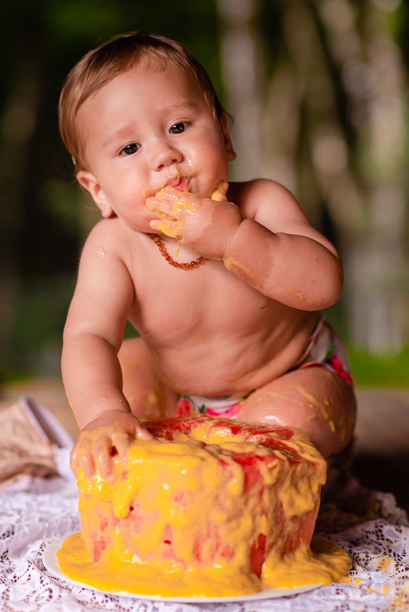 Murilo Santos Fotografia Ensaio Externo Ensaio Smash The fruit Cícero Ensaio Pessoal Criança Infantil Alegria Espontaneo Bolo de fruta Manga Smash the cake Castro Paraná