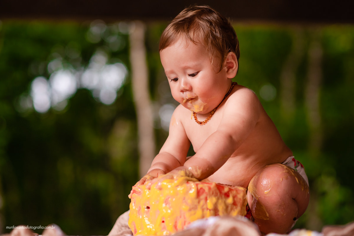 Murilo Santos Fotografia Ensaio Externo Ensaio Smash The fruit Cícero Ensaio Pessoal Criança Infantil Alegria Espontaneo Bolo de fruta Manga Smash the cake Castro Paraná