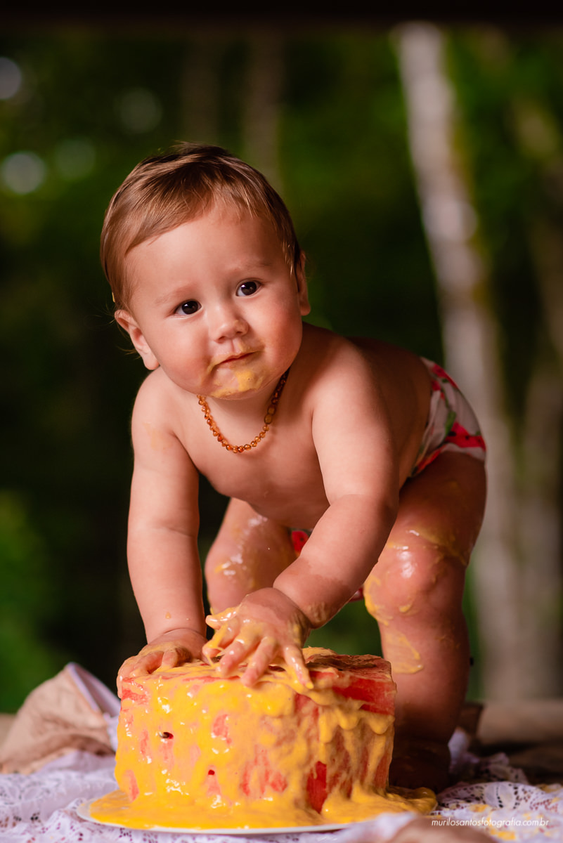 Murilo Santos Fotografia Ensaio Externo Ensaio Smash The fruit Cícero Ensaio Pessoal Criança Infantil Alegria Espontaneo Bolo de fruta Manga Smash the cake Castro Paraná