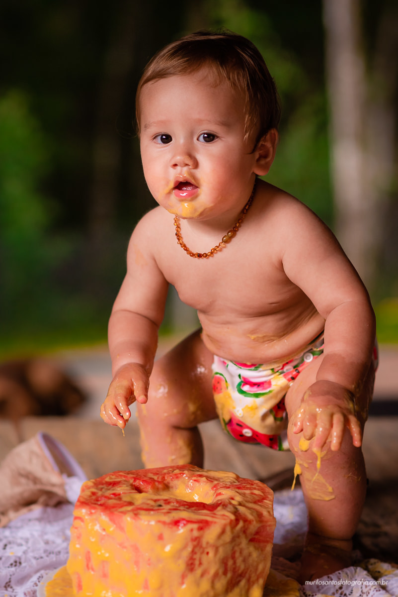 Murilo Santos Fotografia Ensaio Externo Ensaio Smash The fruit Cícero Ensaio Pessoal Criança Infantil Alegria Espontaneo Bolo de fruta Manga Smash the cake Castro Paraná
