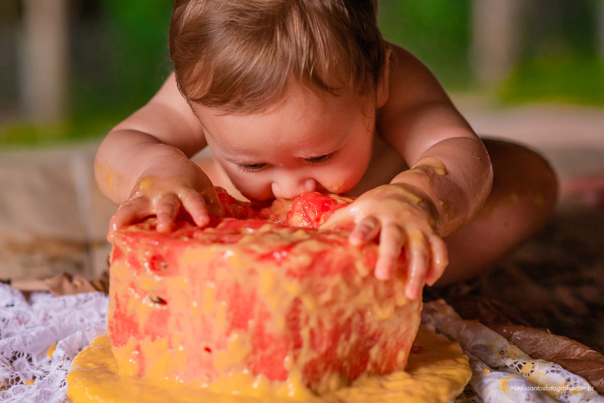 Murilo Santos Fotografia Ensaio Externo Ensaio Smash The fruit Cícero Ensaio Pessoal Criança Infantil Alegria Espontaneo Bolo de fruta Manga Smash the cake Castro Paraná