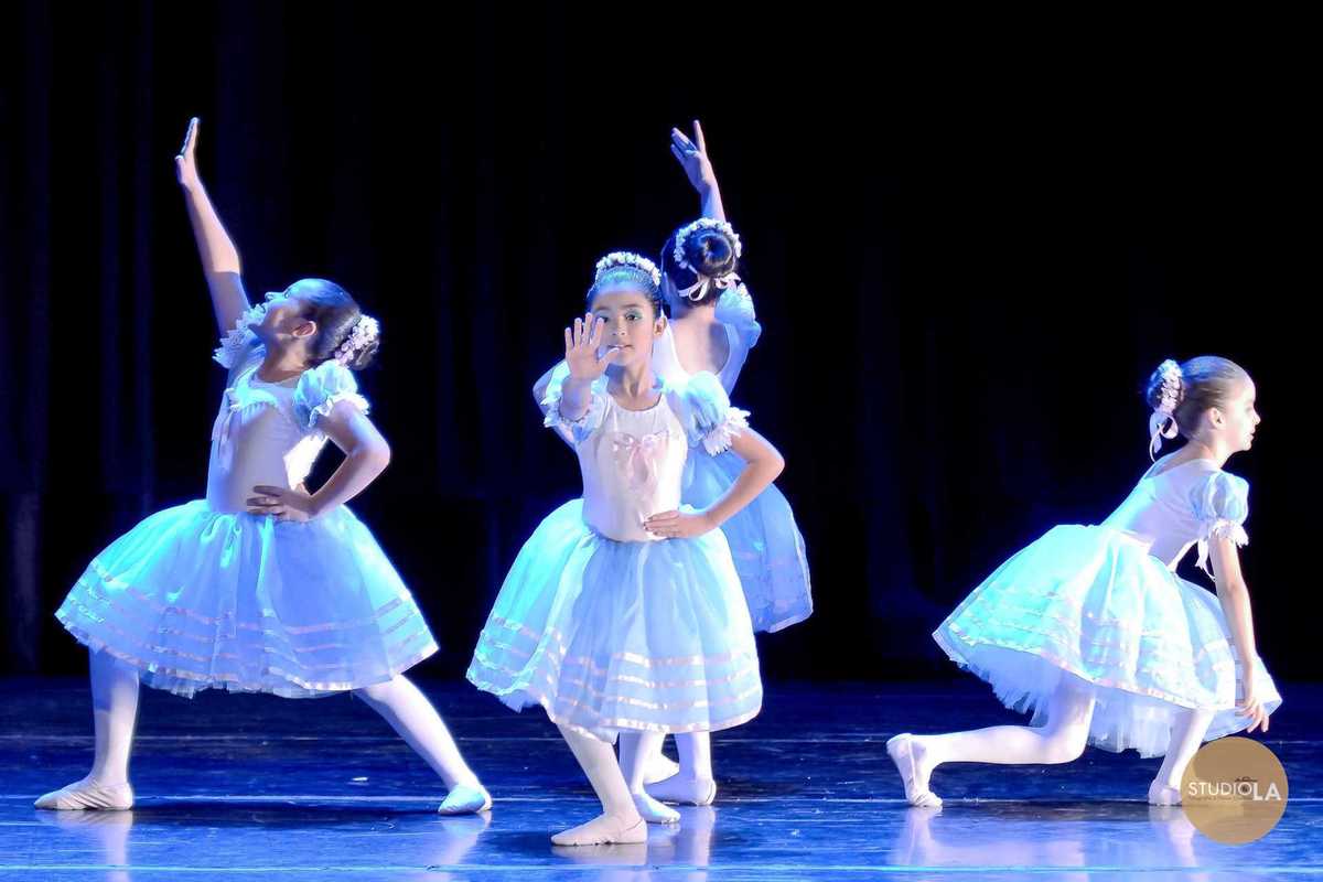 10.	Espetáculo de dança em São Paulo fotografado pelo Studio LA – Bailarinas infantis em coreografia delicada de balé no palco, com figurinos clássicos, captadas em momento emocionante.