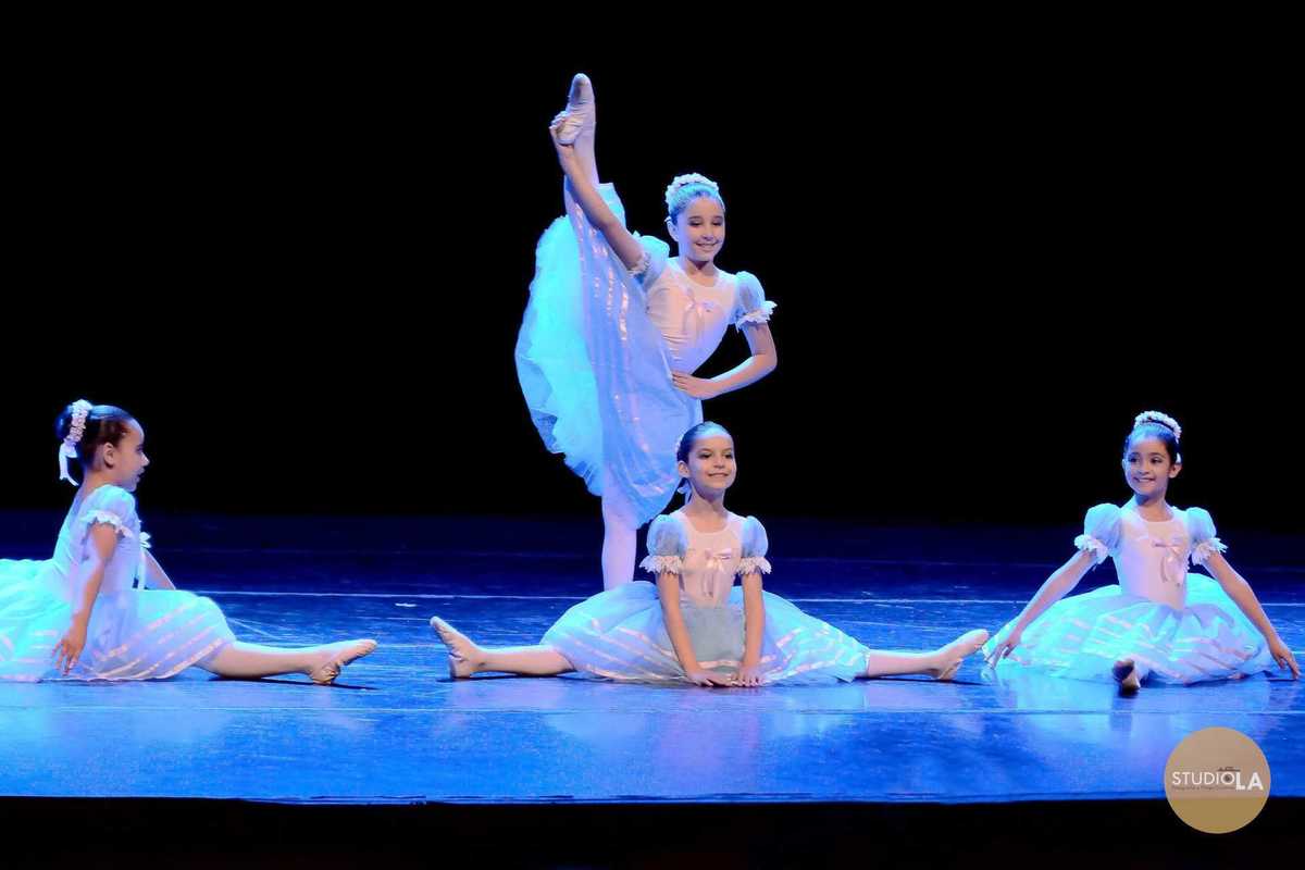 10.	Espetáculo de dança em São Paulo fotografado pelo Studio LA – Bailarinas infantis em coreografia delicada de balé no palco, com figurinos clássicos, captadas em momento emocionante.