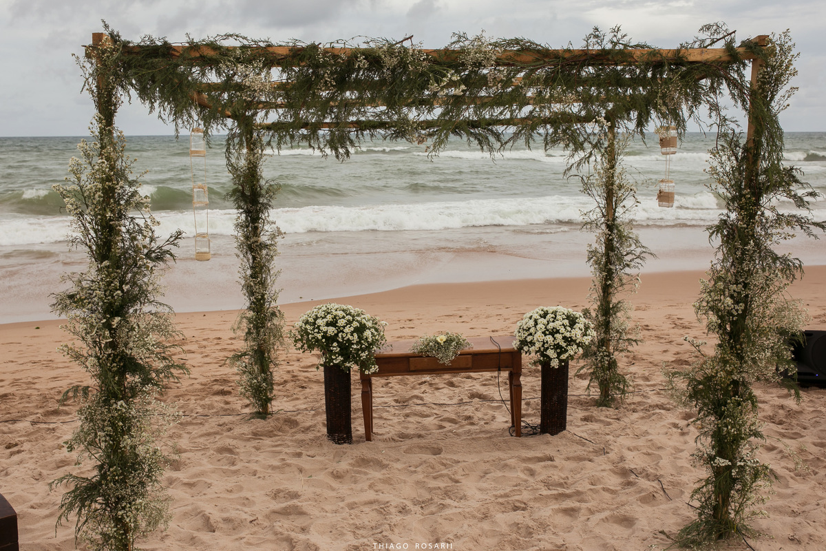 Decoração Rustica casamento na praia Thiago Rosarii