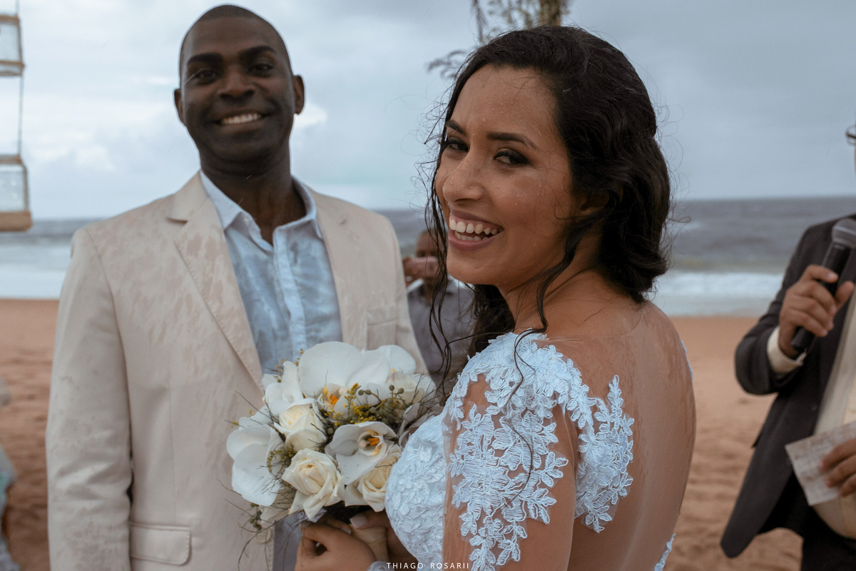 Casamento na praia na chuva, chuveu Thiago Rosarii,