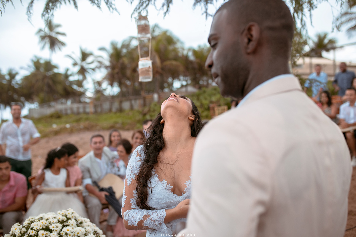 Casamento na praia na chuva, chuveu Thiago Rosarii,