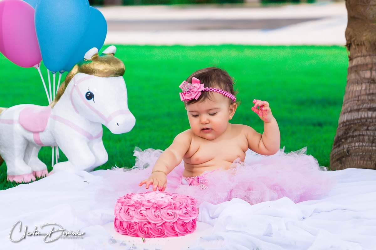 BEBÊ COM BOLO NA GRAMA 