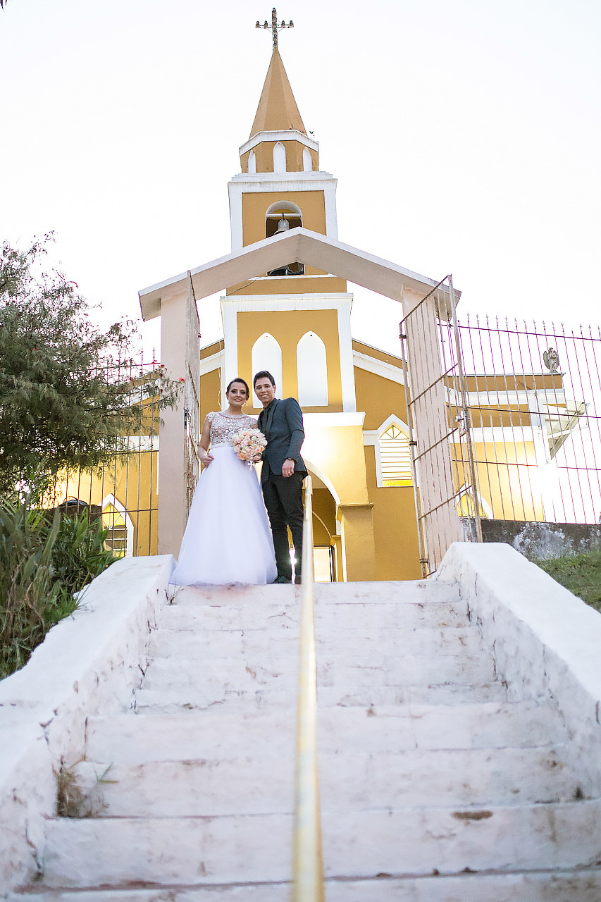 escada da igreja de Cajamar Igreja São Sebastião em Cajamar