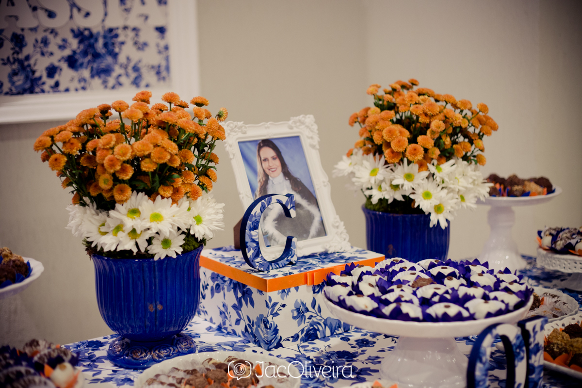decoração azul formatura menina