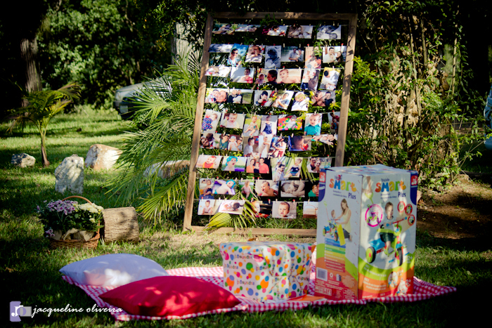 decoração com varal de fotos