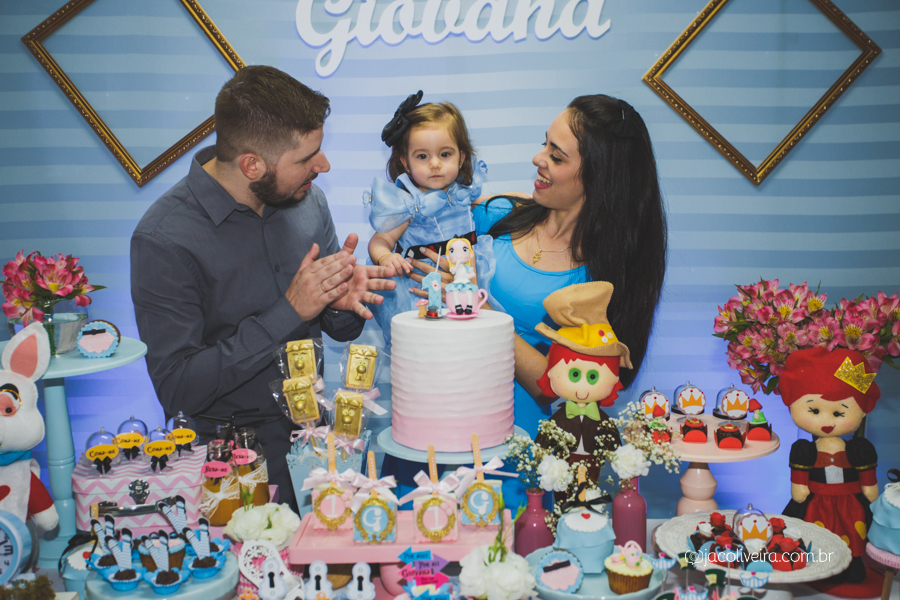 fotografa festa infantil 1 aninho parabéns da giovana com os pais