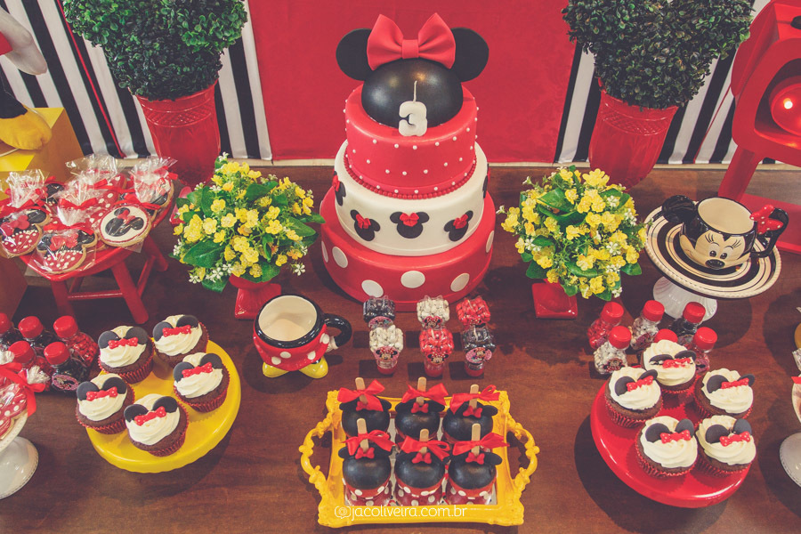 fotografia porto alegre mesa do bolo decoração da minnie