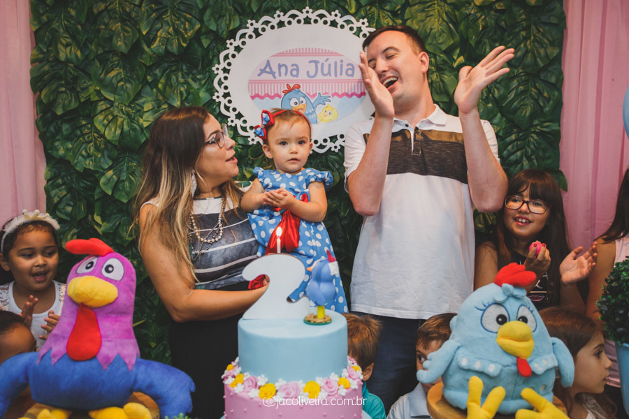 parabéns mesa galinha pintadinha mae e pai com filha
