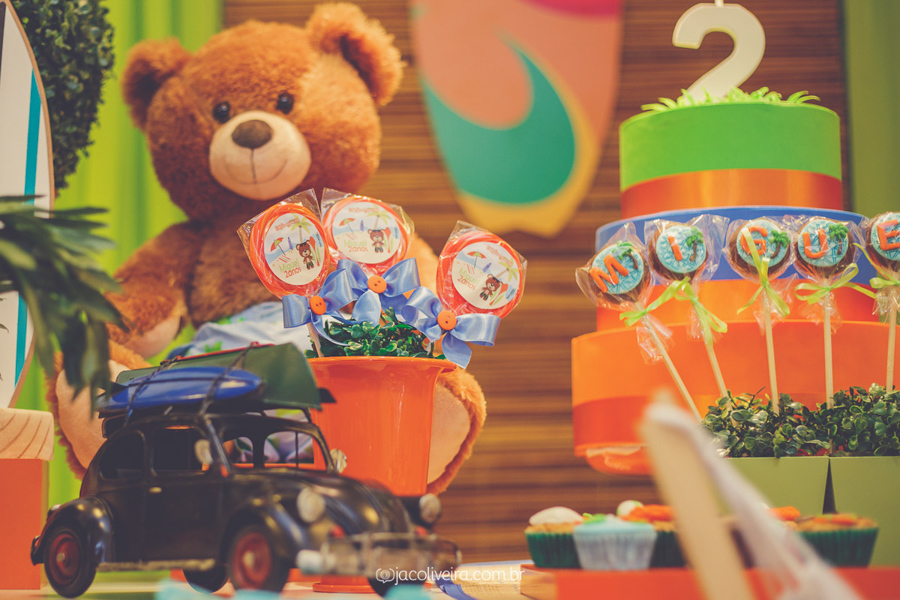ideias decoração festa infantil ursos na praia
