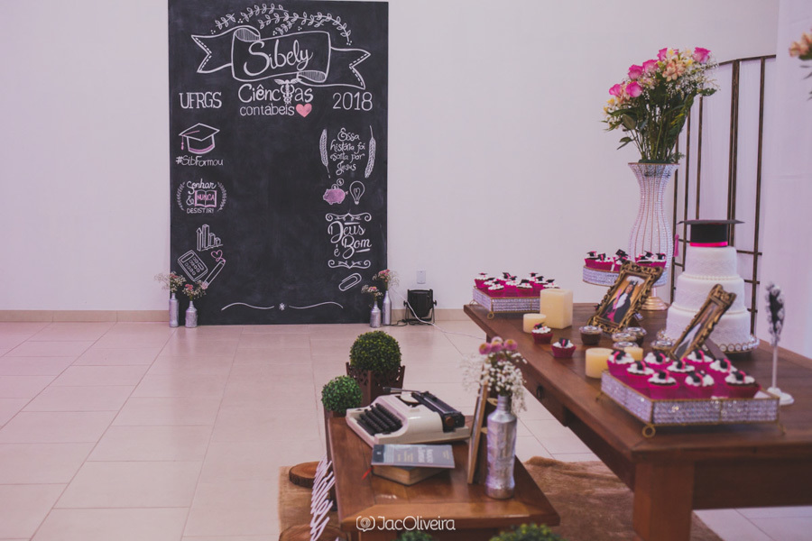 decoração temática formatura ciencias contábeis sibely pura folia