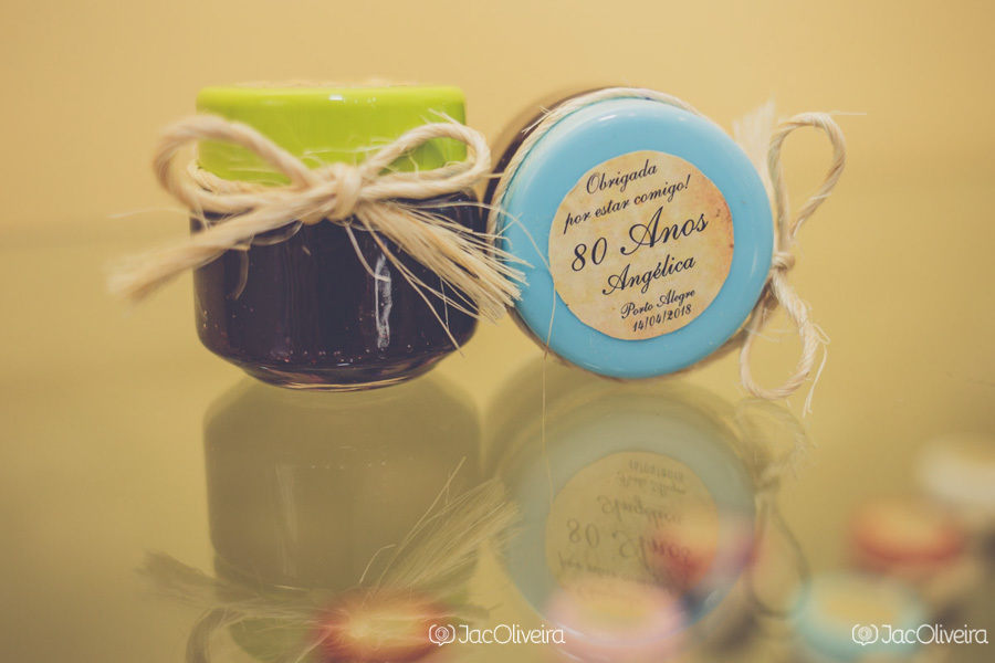 lembrancinha geléia caseira aniversario 80 anos