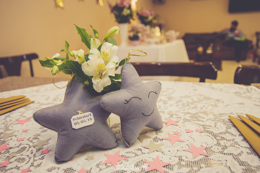 decoração infantil estrelinhas azuis e rosa