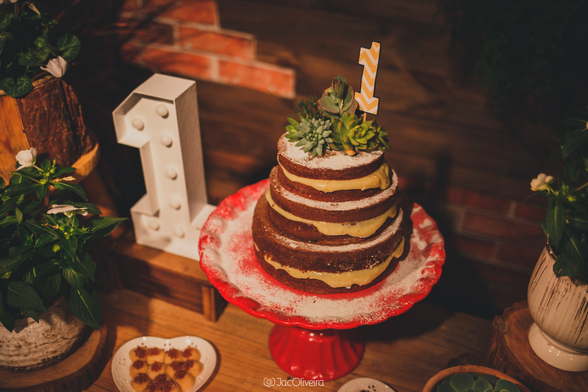 naked cake 1 aninho porto alegre suculentas no topo do bolo