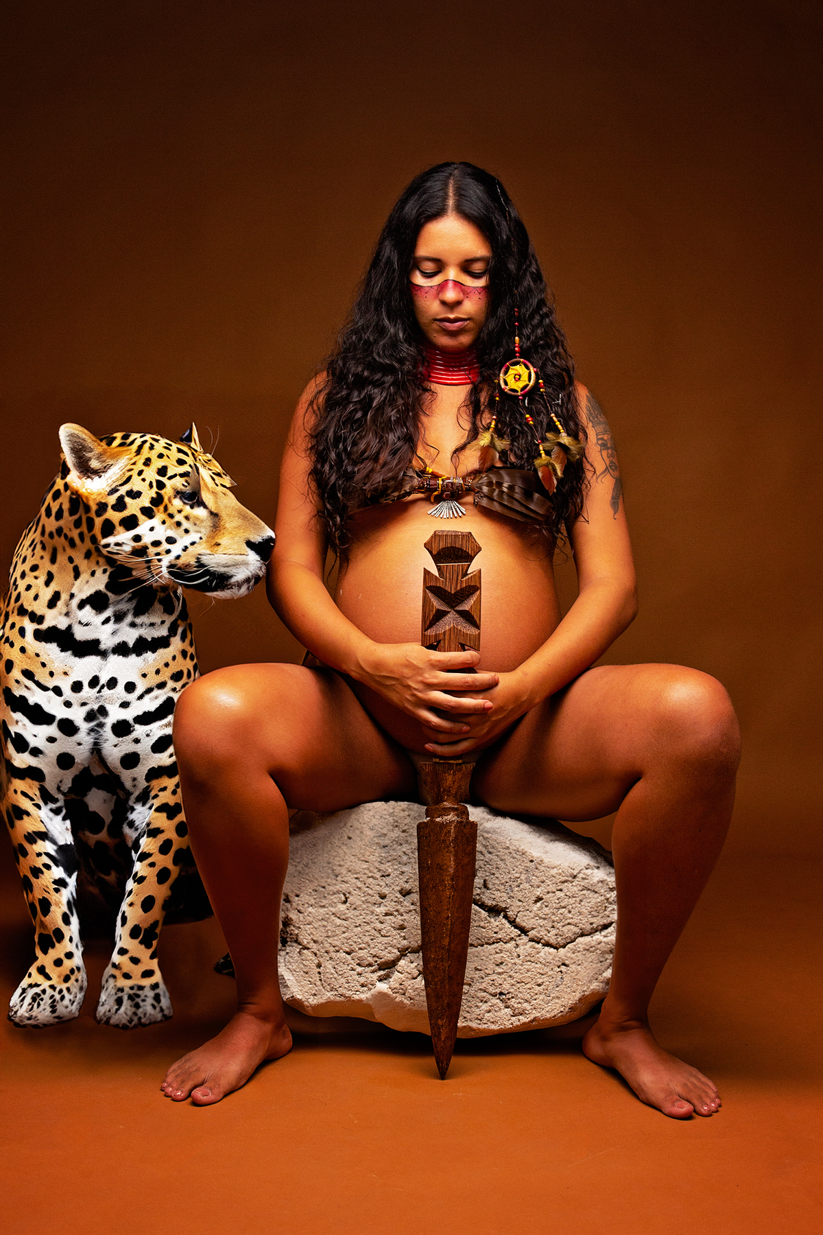 ensaio gestante; gestante temático; gestante indígena