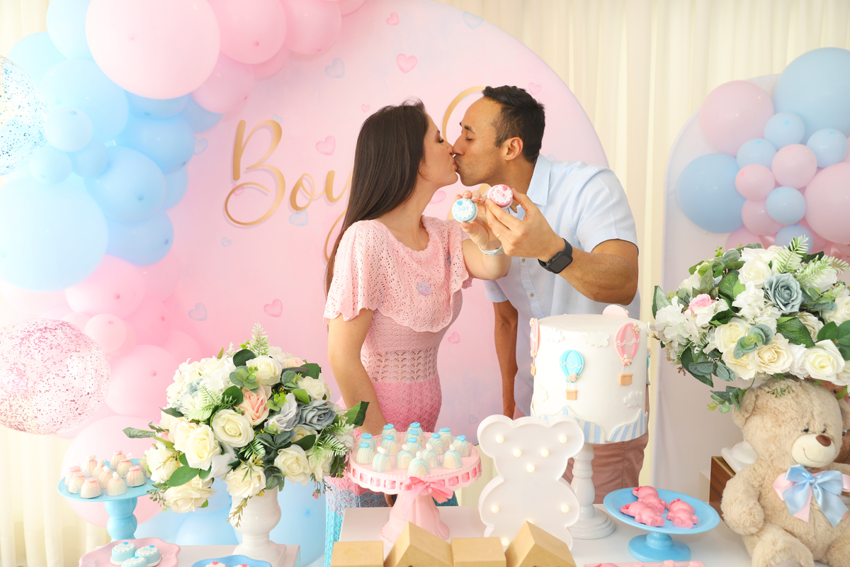 Chá de Revelação de Sexo de Bebê Fotografia Festa Evento Gestante Curitiba