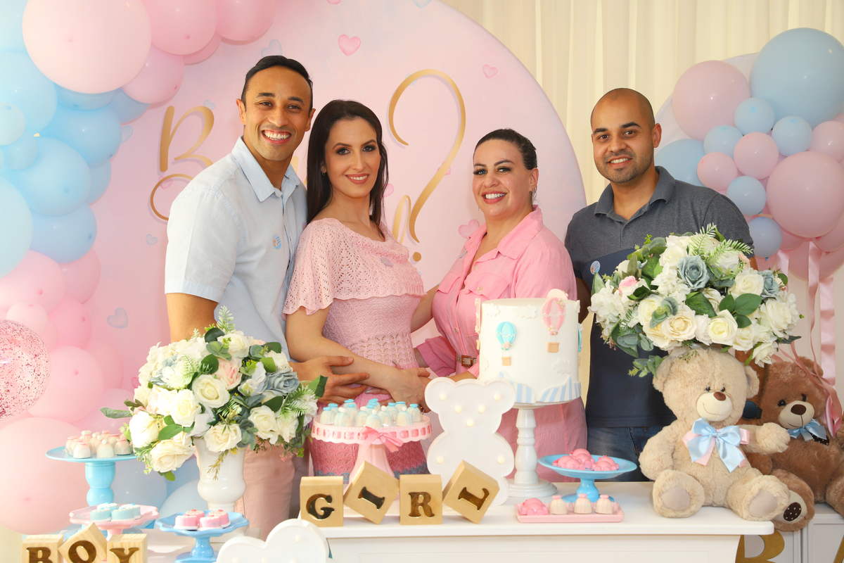 Chá de Revelação de Sexo de Bebê Fotografia Festa Evento Gestante Curitiba