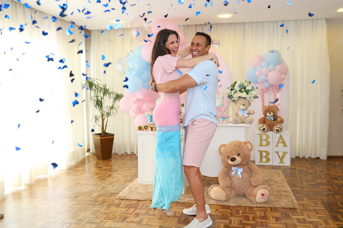 Chá de Revelação de Sexo de Bebê Fotografia Festa Evento Gestante Curitiba